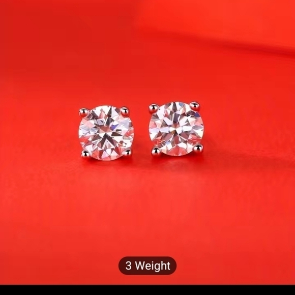 Sparkling .5CT Moissanite Diamond Silver Stud Earrings - Picture 3 of 4
